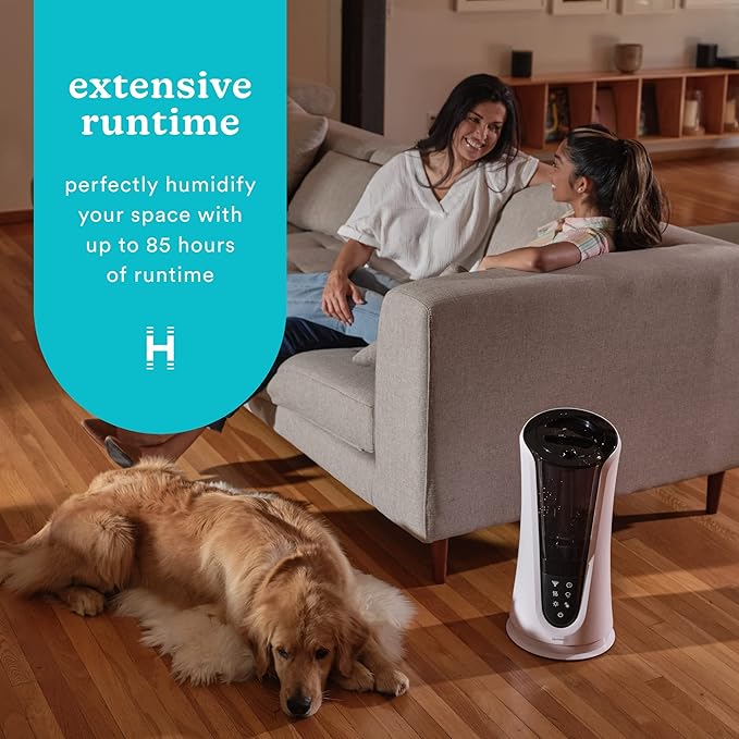 Homedics Ultrasonic Humidifier – Large Deluxe Air Humidifiers for Bedroom, Plants, Office – Cool and Warm Mist Humidifiers, Essential Oil Pads and Built-In Timer, 5 Mist Settings, White and Black - Image 2
