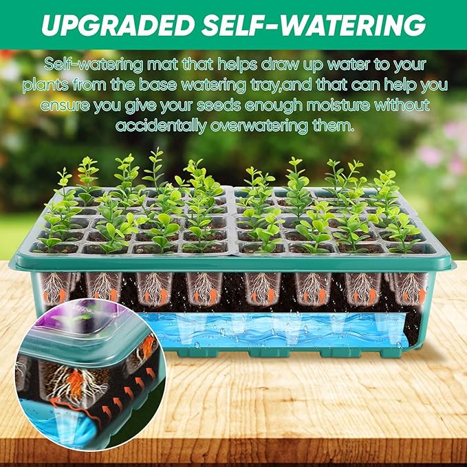 96 Cells Self-Watering Seed Starter Tray with Grow Light, Seed Starter Kit with Adjustable Humidity Dome, Seed Starting Trays Plant Starter Kit for Seeds Growing Starting, Indoor Gardening, Greenhouse - Image 3