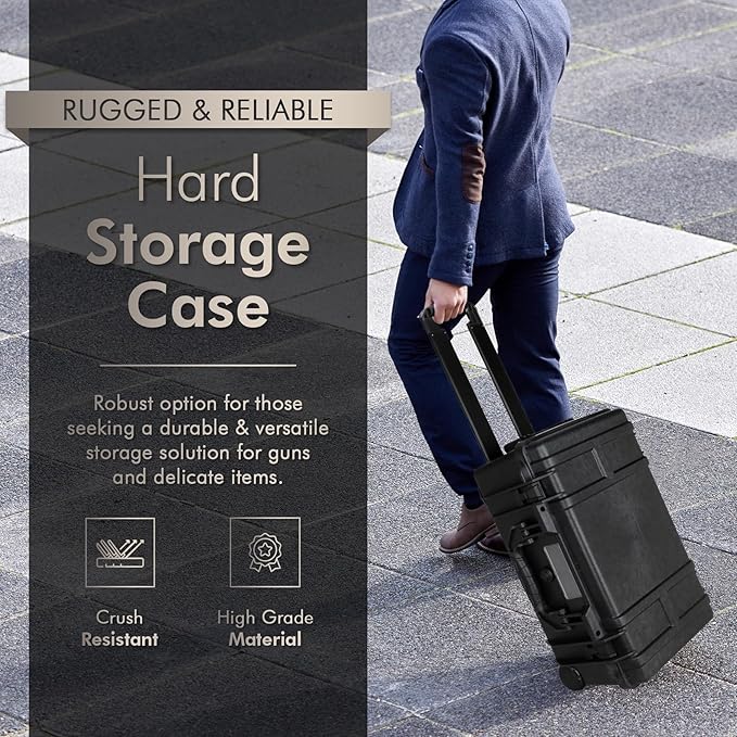 Camera Hard Case Dry Box With Foam & Stretchable Handle With Wheels | Gun Safe for Handgun, Equipment, Pistol | Large Waterproof Case - Image 2