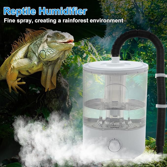 Reptile Fogger, 4L Top Fill Adjustable Mister Tank, Reptile Humidifier for Terrariums and Paludarium, Enhances Humidity Control, White, 1 Set - Image 2