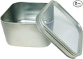 Square Metal Tin Box Storage Containers with Windowed Lids - 4x4x2.25 Inches, 16 oz. - Set of 2 by PaperMart