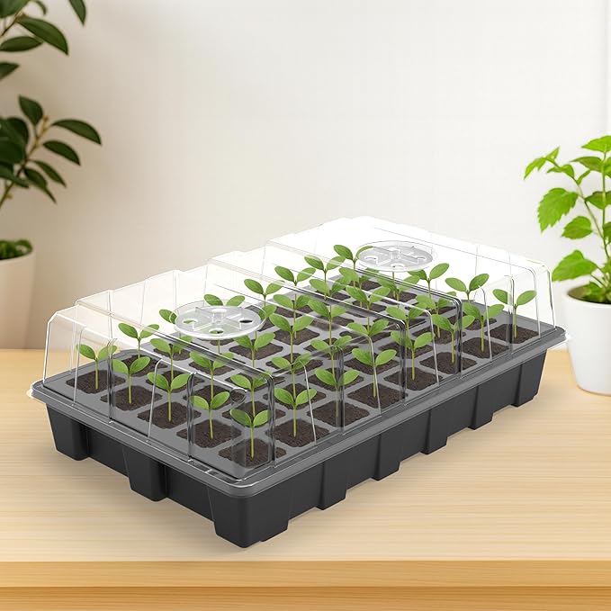 Gardzen 10-Set Garden Propagator Set, Seed Tray Kits with 400-Cell, Seed Starter Tray with Dome and Base 15" x 9" (40-Cell Per Tray) - Image 7