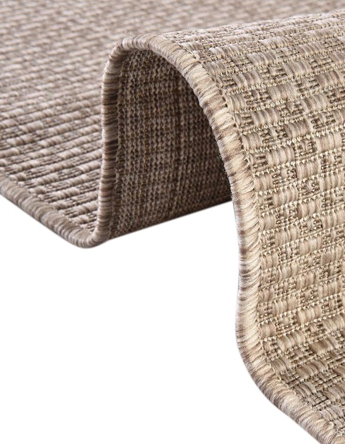 Unique Loom Collection Casual Transitional Solid Heathered Indoor/Outdoor Flatweave Area Rug (2' 7" x 4' 1" Hearth, Beige/Ivory) - Image 7