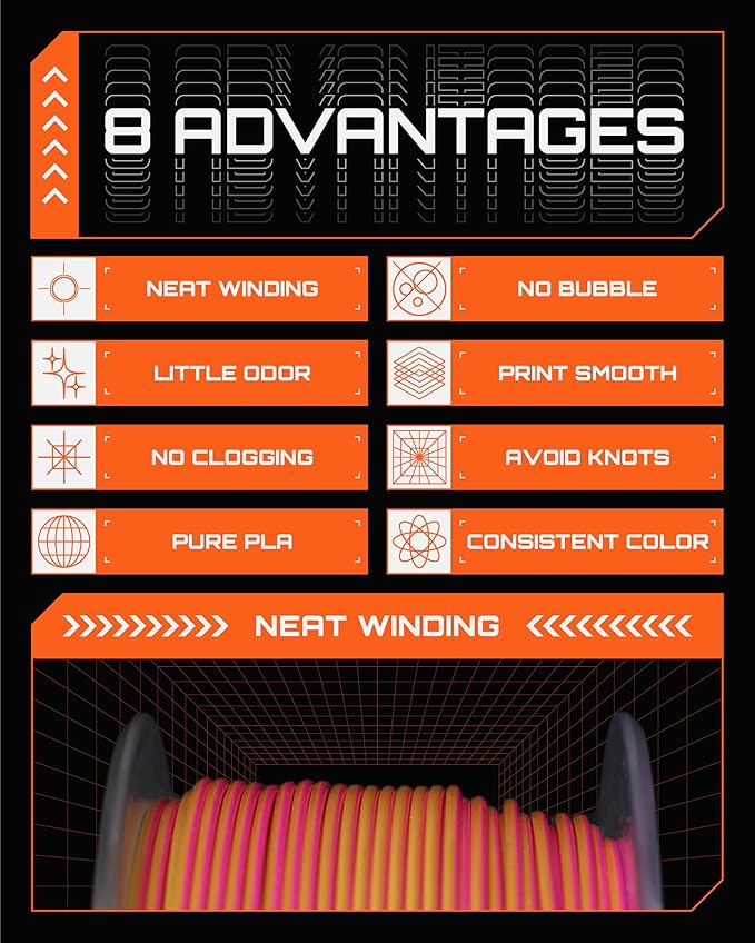 R3D Dual Color Silk PLA Filament, Co-Extrusion 3D Printer Filament 1.75mm, 30-370 mm/s High Speed PLA, Dimensional Accuracy +/- 0.02 mm, 1KG Plastic Spool (Silk Rose Red-Gold) - Image 6
