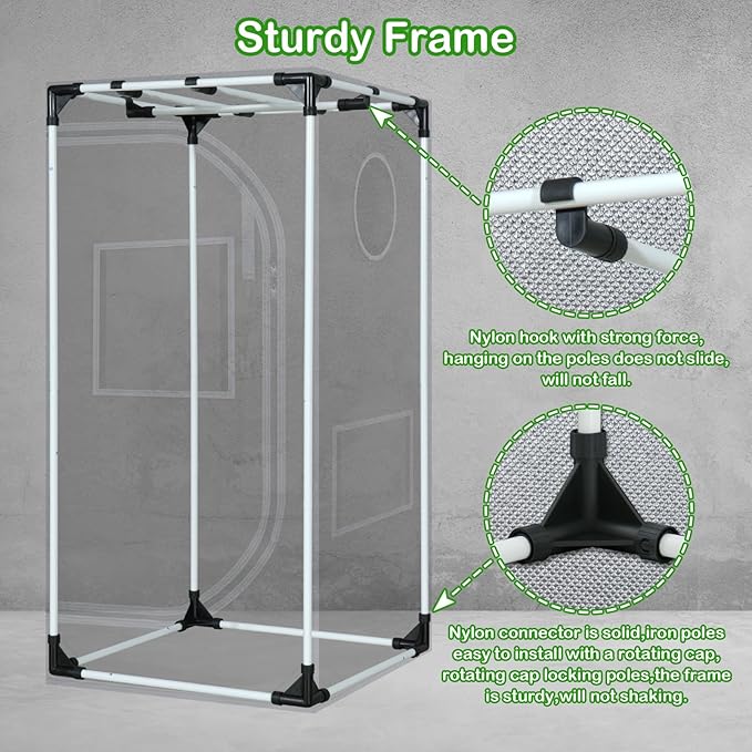24"x24"x55" Grow Tent for Indoor Plants 600D Mylar Hydroponic High Reflective GrowTents for Plant Fruit Flower Veg Growing - Image 7