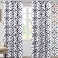 H.VERSAILTEX Blackout Curtains Printed Design for Bedroom 84 Inch Length 2 Panels Set Thermal Insulated Curtains Living Room Geometric Modern Grommet Window Drapes - Dark Denim and Grey by HVERSAILTEX