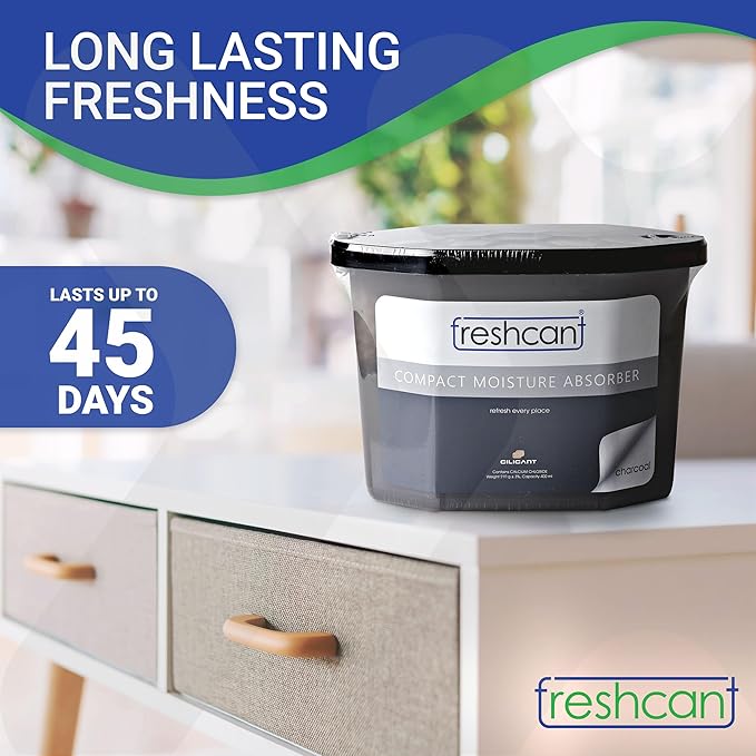 Freshcant Moisture Absorber Bundle, Room and Closet Freshener, Moisture and Odor Absorber for Home, Rooms, Basement, Garage, Prevents Musty Odor, Controls Moisture, Pack of 3, Charcoal - Image 3