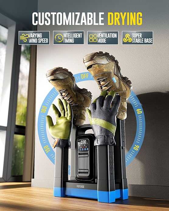 POPCHOSE Heavy-Duty Boot Dryer, Upgraded Shoe Dryer Helps Reduce Odor, Glove & Boot Warmer, Silent & Adjustable Timer - Image 5