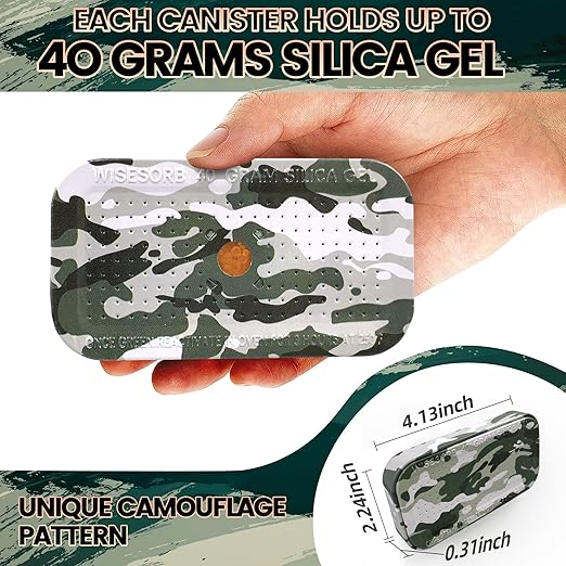 40 Gram Gun Safe Dehumidifier Camouflage, Rechargeable Desiccant Canister Dehumidifier Bags, Reusable Silica Gel Packets Moisture Absorbers for Car, Bathroom, Basement [6 Pack] - Image 3