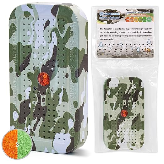 40 Gram Gun Safe Dehumidifier Camouflage, Rechargeable Desiccant Canister Dehumidifier Bags, Reusable Silica Gel Packets Moisture Absorbers for Car, Bathroom, Basement [1 PACK] by Wisesorb
