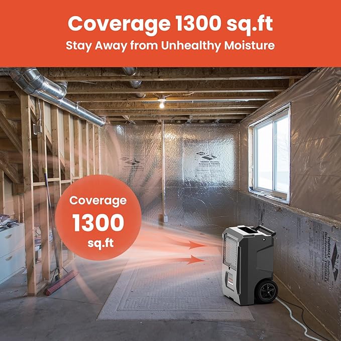ABESTORM Hurricane DV Commercial Dehumidifiers with Pump and Drain Hose, Auto Defrosting Industrial Dehumidifiers with Wheels for Basements, Water Damage Restoration or Garages - Image 9