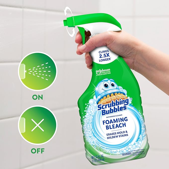 Scrubbing Bubbles Foaming Bleach Bathroom and Shower Cleaner Disinfectant Spray, Helps Erase Mold & Mildew, 32oz - Image 2