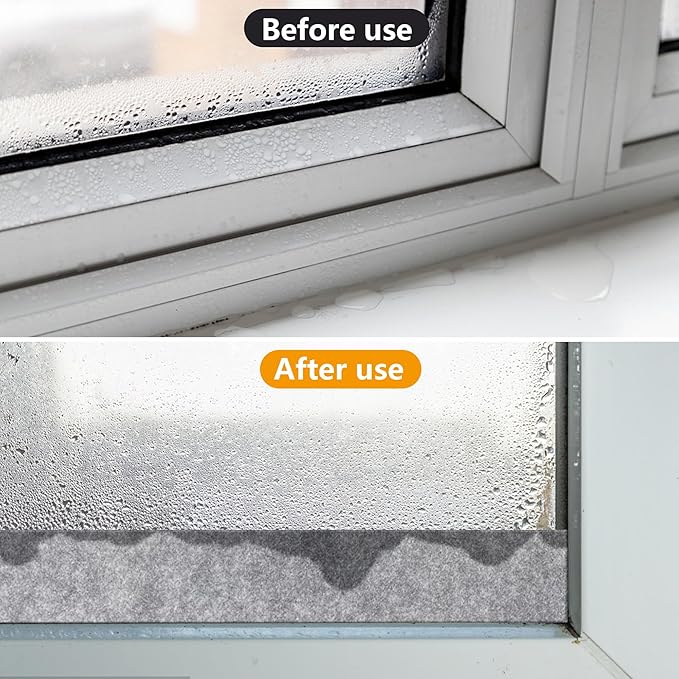 moonoom 2 Roll 16.4 Ft x 2'' Window Condensation Absorber Strip, Thick Window Moisture Absorbent Tape, Reusable Condensation Prevention Felt Strip for Absorbing Water and Keeping Dry - Image 6