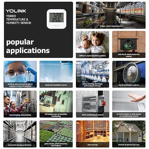 YoLink Smart Wireless Temperature & Humidity Sensor, 3-Pack, Wide Temp Range for Fridge, Green House, Pet Cage, App Alerts, Emails, Text/SMS alerts- Hub Required - Image 5