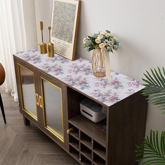 Drawer and Shelf Liner for Cabinets, Non-Adhesive and Strong Non-Slip Vintage Floral Shelf Cabinet Drawer Liners for Kitchen,Table,Bookshelves,Waterproof Cupboard Liners,12IN x 10FT - Image 9