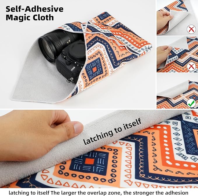 Camera Wrap, Anti-Scratch Protective Wrap, Lens pouche, Magic Self-Adhesive Cloth, Lens Protector, Washable Universal Storage Cloth for DSLR, Smartphones, Laptops, Cosmetic, Household Items - Image 3