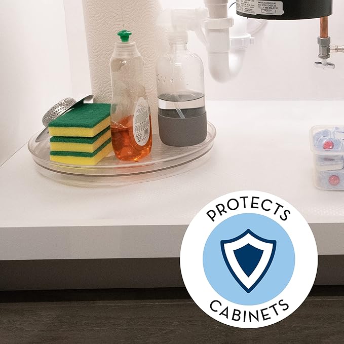 S&T INC. Under Sink Mat, Shelf Liner for Kitchen Cabinet Non-Adhesive, Waterproof Drawer or Cabinet Liner, 24 Inches x 48 Inches, Clear Plastic, 1 Pack - Image 2