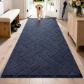 PURRUGS Dirt Trapping Door Mat 32" x 70", Non-Slip Machine Washable Entry Rug, Dog Doormat, Indoor Front Door Mat, Super Absorbent Entryway Rug for Muddy Shoes & Paws, Navy Blue by PURRUGS