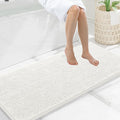 Smiry Luxury Chenille Bathroom Rugs 47x20, Extra Soft and Absorbent Shaggy Bath Mat, Machine Washable, Non-Slip Plush Carpet Runner for Tub, Shower, and Floor, Home Decor Accessories, Ivory by Smiry