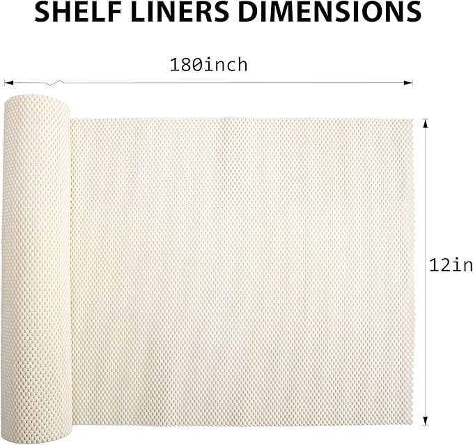 Shelf Liners for Cabinets-Drawer Liner Cabinet Liners for Shelves Kitchen,Non-Adhesive,Non-Slip,Cream White,12 x 180 inch - Image 6