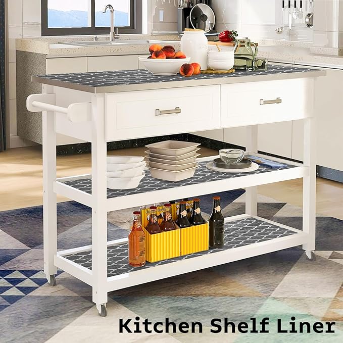 Shelf and Drawer Liner for Kitchen Cabinets Non-Adhesive, Strong Grip Non-Slip Thickened Drawer Liners for Dresser, Cupboard Liner with Knife and Tape Measure, Gray, 12 in x 20 Feet - Image 3