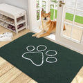 OLANLY Dog Door Mat for Muddy Paws 48x30, Paw Print Design, Absorbs Moisture and Dirt, Absorbent Non-Slip Washable Doormat, Quick Dry Chenille Mud Mat, Entry Indoor Entryway Carpet, Blackish Green by OLANLY