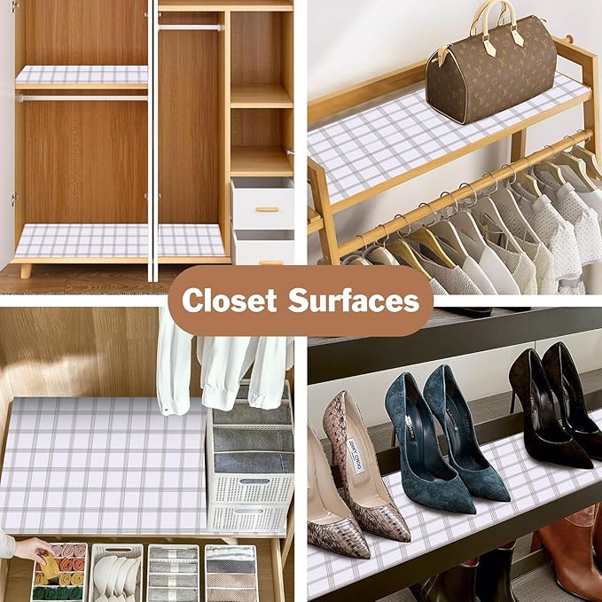 Shelf Liners for Kitchen Cabinets 12in x 10FT, Non Adhesive Drawer Liner White Square Thickened Shelf Liner Non-Slip Easy to Clean for Tool Box Refrigerator with Knife and Tape Measure - Image 7
