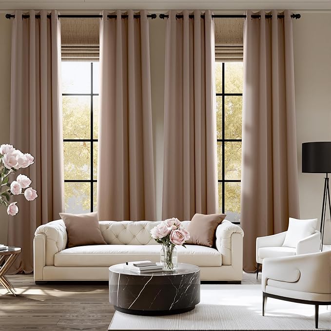 NICETOWN Room Darkening Draperies Curtains Panels, 2 Panels Cappuccino W52 x L102 - Image 2