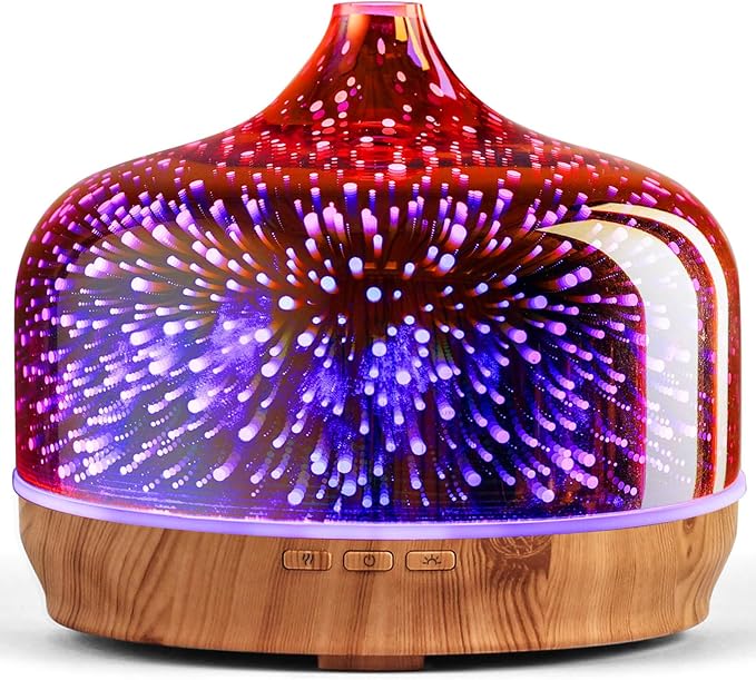 Porseme 500ml Essential Oil Diffuser 3D Glass Aromatherapy Ultrasonic Humidifier - Auto Shut-Off, BPA Free for Home Hotel Yoga SPA Gift by Porseme