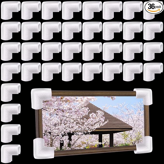 36 Pcs Foam Corner Protectors for Shipping, L-Shaped Edge Guards for TV Moving Box, Picture Frames, Mirrors, and Furniture, Must-Have Moving Supplies by Pwbarwq