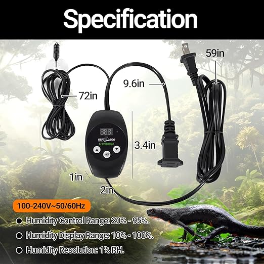 REPTI ZOO Reptile Digital Hygrometer Controller LED Humidistat Reptile Humidity Control for Reptile Terrariums Tank Reptile Humidifier Fogger Mushroom Greenhouse - Image 3