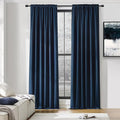 DONREN 108 Inches Long Curtains - 2 Panel Rod Pocket Drapes Blackout Thermal Insulated Curtains for Living Room Bedroom (Navy Blue,52 W by 108 inch Length) by DONREN