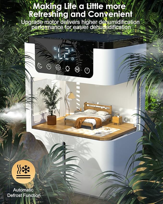 Dehumidifier,75 OZ Quiet Dehumidifier for Home Bedroom Bathroom RV Closet with Timer,Auto Shut Off,Sleep Mode,7 Colors LED Light (2200ML) - Image 5