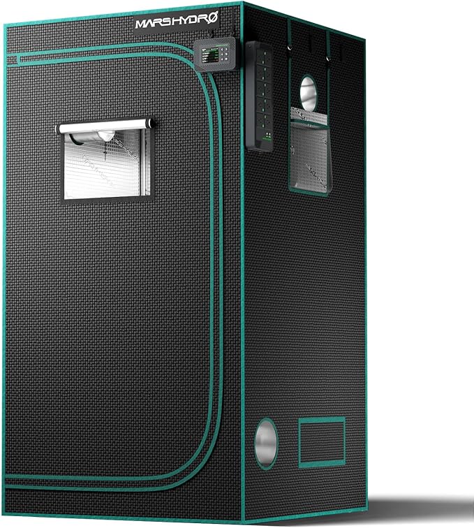 MARS HYDRO 3.3x3.3 Advanced Grow Tent, 39"x39"x71" High Reflective Mylar 1680D for Hydroponics Indoor Plant Growing, with Observation Window,Floor Tray and Smooth Zipper for TS1000/FC3000/FC-E3000 by MARSHYDRO