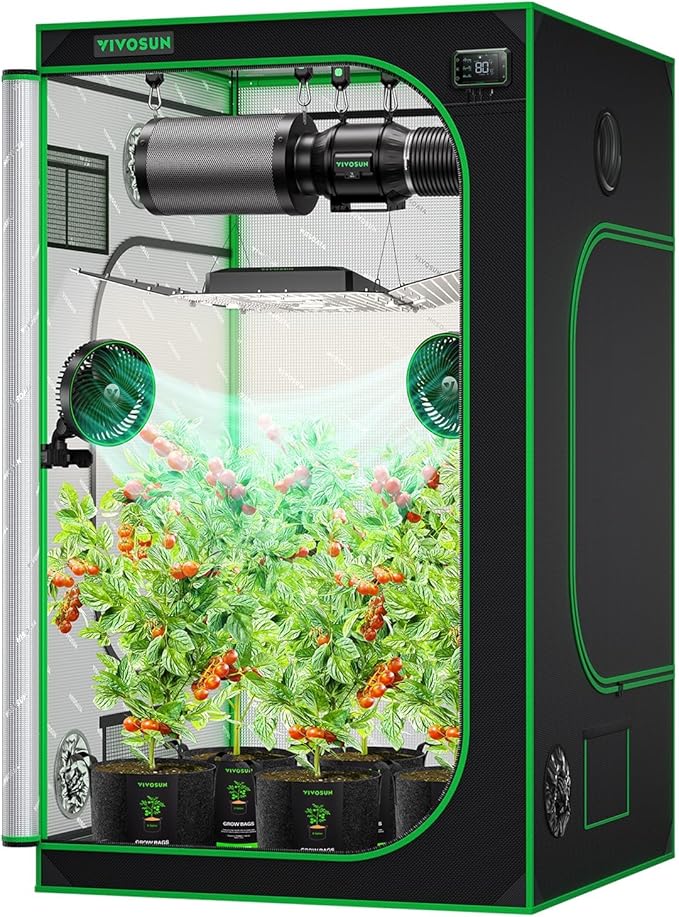 VIVOSUN S448 4x4 Grow Tent, 48"x48"x80" High Reflective Mylar with Observation Window and Floor Tray for Hydroponics Indoor Plant Tents for VS4000/VSF4300 by VIVOSUN