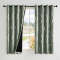 NICETOWN 100% Blackout Greyish Green Blackout Curtain Panels for Bedroom 72 inch Long, Thermal Insulated Wave Line Foil Print Design Drapes for Patio Sliding Glass Door, 52" x 72", 2 Panels by NICETOWN