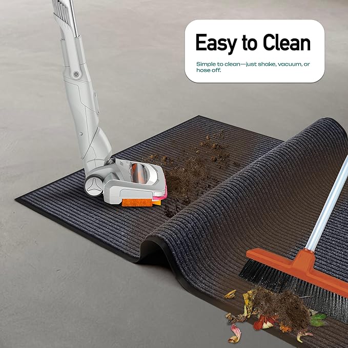 MaxMat® Industrial Grade Door Mat - Extra Large, Heavy Duty, Waterproof, Low-Profile, Easy to Clean Floor Mat (3 x 10 Feet, Grey, MXM-RIB0310GY) - Image 7