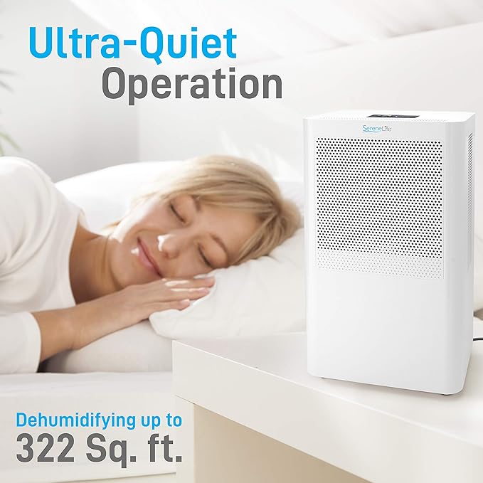 SereneLife Portable Electric Home Mini Dehumidifier - 322 Square Feet Quiet Compact Small Dehumidifiers For Home Closet Basement w/ 3L Water Tank Capacity, Removes Moisture - SereneLife PDUMID95.5 - Image 3