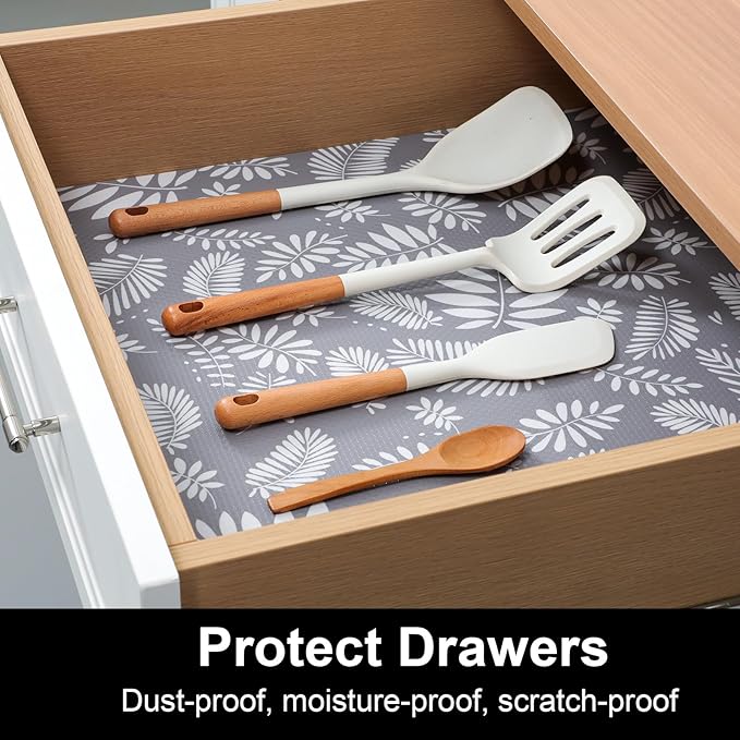 Cooyes Shelf and Drawer Liners for Kitchen Cabinets, Non Adhesive Cabinet Liner, EVA Waterproof Durable Non-Slip Drawer Mats for Shelves, Refrigerator, Storage, Desks（17.5" W x 197" L） - Image 2