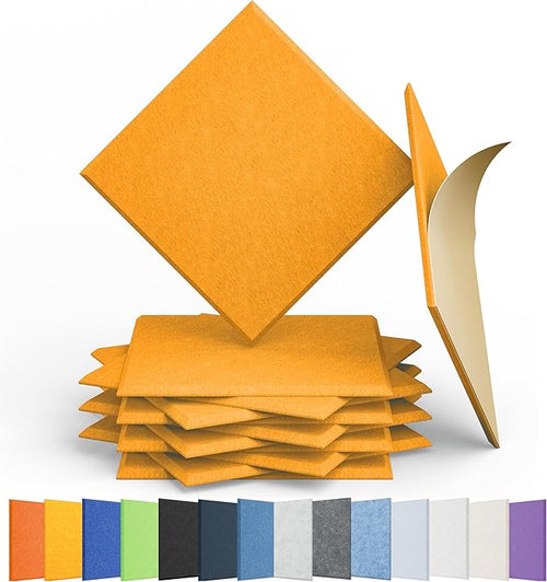 12 Pack Acoustic Panels Self Adhesive Sound Proof Foam, High Density Sound Acoustic Panel, 12X12X0.4 Inch Square Panels in Home, Office, Reccording Room, Studio,and more(Orange) by Amantech