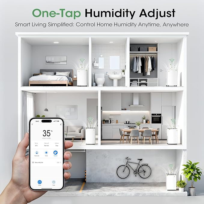 2500 sq.ft Dehumidifier for Basement, Smart APP WiFi Control,35 Pint Dehumidifiers for Home with Drain Hose, 24H Timer & Child Lock, Quiet & Eco, Ideal for Large Rooms, Bathroom, Bedroom, Garage - Image 3