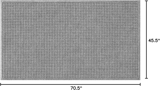 WaterHog Squares Front Door Mat Indoor Outdoor Entrance, Absorbent All-Weather Doormat with Non-Slip Rubber Backing, Dirt & Moisture Trapper, Low Profile, Easy Clean, Made in USA 45.5"x70" Medium Grey - Image 3