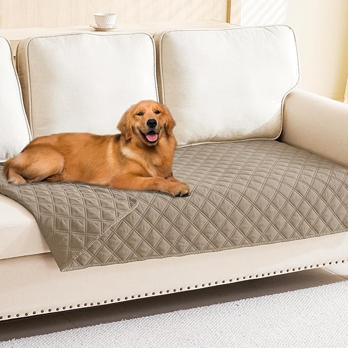 Smiry Waterproof Dog Bed Cover Pet Blanket, Soft Washable Dog Blanket for Furniture Bed Couch Sofa Reversible, Checkered (30"x70", Taupe/Taupe) by Smiry