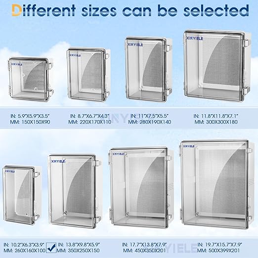 Waterproof Outdoor Project ABS Plastic Junction Box IP67 Weatherproof Dustproof Enclosure with Hinged Cover, Mounting Plate,Wall Brackets for Power Project (Clear,10.2"X6.3"X3.9") - Image 4