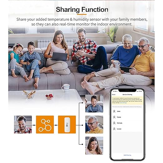 Tuya Smart Wireless Battery Powered Humidity and Temperature Sensor, Free Data Storage Export, Long-Lasting for Home/Basement/Baby Room, Alexa Compatible, Real-Time Alerts via App (4 Pack) - Image 6