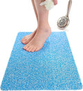 ENKOSI Loofah Non-Slip Shower and Bath Mat - Soft Cushioned Comfort - No Suction Cups for Smooth or Textured Tubs - Fast Draining - Safety for Bathroom, Family, Kids, and Elderly (24x16 Aqua Blue) by ENKOSI