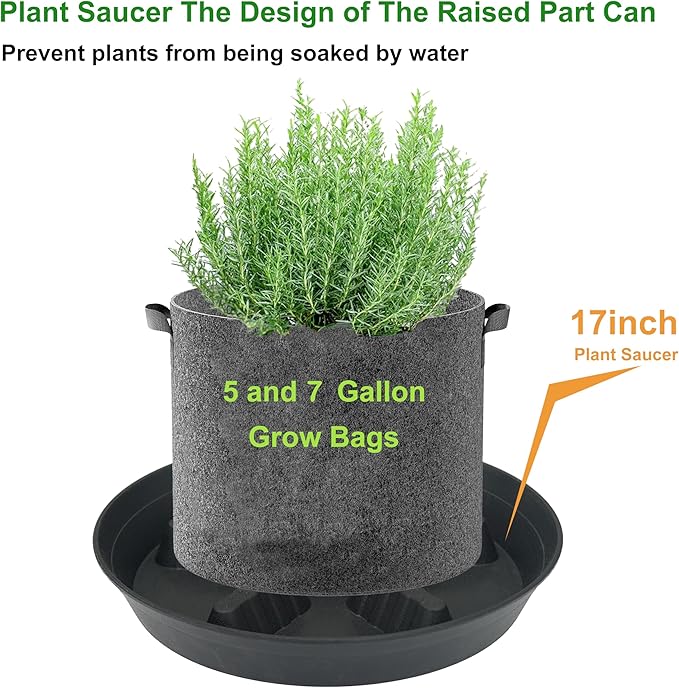2 Pack Plant Saucer 17 inch 2 Pack, Raised Middle Plant Trays for Pots, Large Plastic Plant Saucers for Indoors, Water Tray for Plants,Drip Trays Plant Stand Water Catcher Tray, Pot Saucers for Plants - Image 5