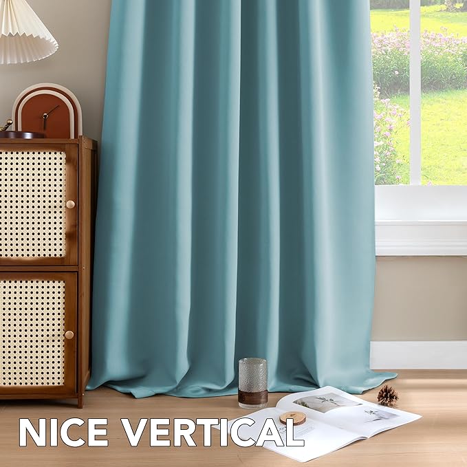 H.VERSAILTEX Blackout Curtains Thermal Insulated Window Treatment Panels Room Darkening Blackout Drapes for Living Room Back Tab/Rod Pocket Bedroom Draperies, 52 x 45 Inch, Aqua, 2 Panels - Image 8