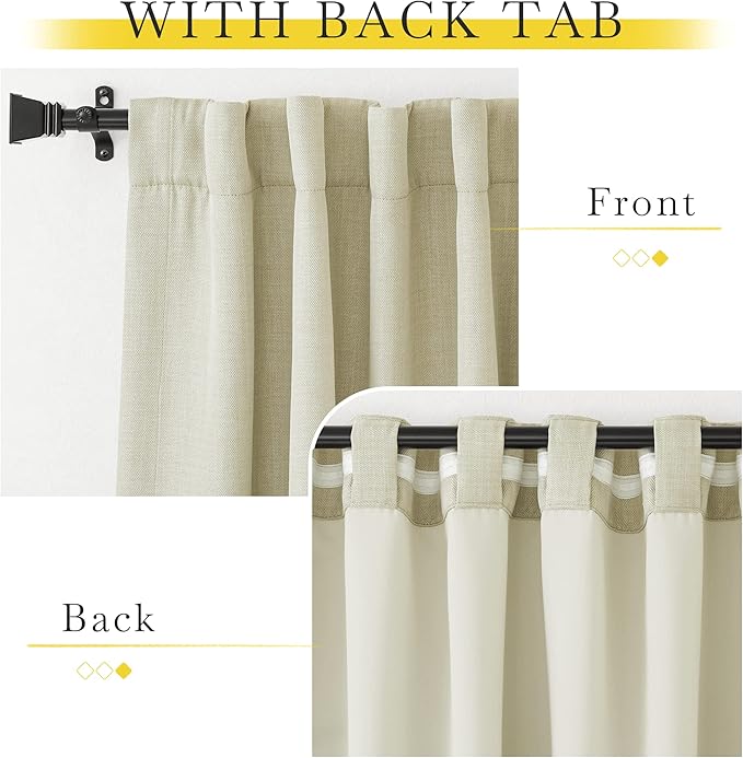 NICETOWN Room Darkening Living Room Curtains 96 inches Long, Pinch Pleated Curtains Faux Linen Blend Light Blocking Noise Canceling Drapes for Bedroom, Linen Beige, W52 x L96, 2 Panels - Image 9