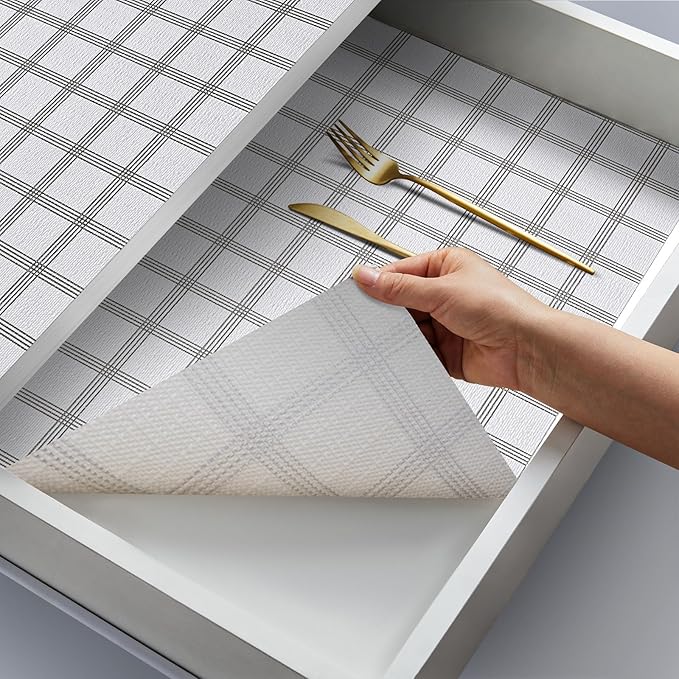 Coavas Extra Grip Thickened Shelf and Drawer Liner - Non-Adhesive Non-Slip Waterproof Mats for Kitchen Cabinets, Drawers, Shelves, Dresser & Cupboard, Easy Cut DIY (Stripe, 12IN x 10FT) by Coavas